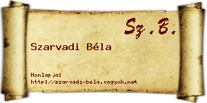 Szarvadi Béla névjegykártya